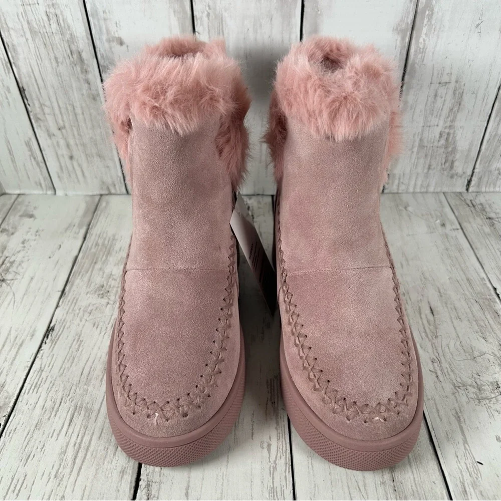 AQUA COLLEGE ANKA Women's Waterproof Suede Faux Fur Winter Boots Pink 6.5 NIB